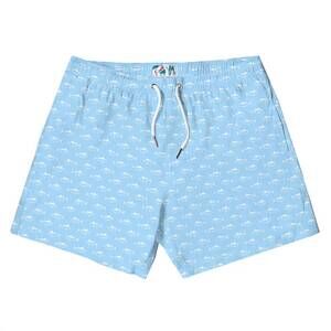 NEW BERMIES men's print swim trunks in light blue tuna